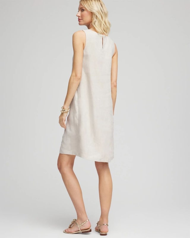 Linen Sleeveless Beaded Dress - image 3